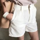 Zip-front Hemp Blend Shorts