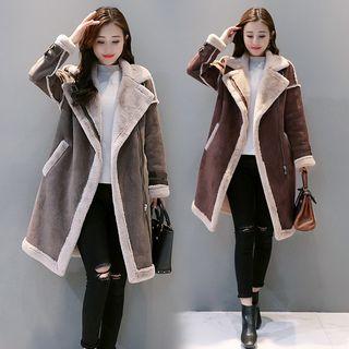 Faux Shearling Long Zip Coat
