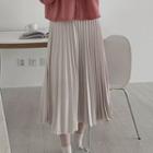 Polo-neck Cardigan / Pleated Midi A-line Skirt