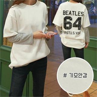 Brushed Fleece Lined Lettering T-shirt