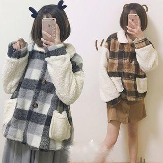 Plaid Fleece Button Jacket