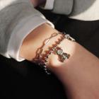 Bear Charm Layered Chain Bracelet Sliver - One Size