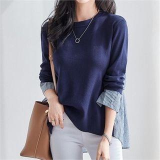 Stripe-panel Dip-back Knit Top