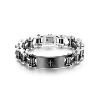 Fashion Personality Plated Black Verse Geometry 316l Stainless Steel Bracelet Silver - One Size