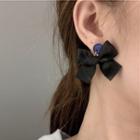 Bow Drop Earring 1 Pair - Black - One Size