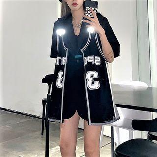 Lettering Open-front Vest