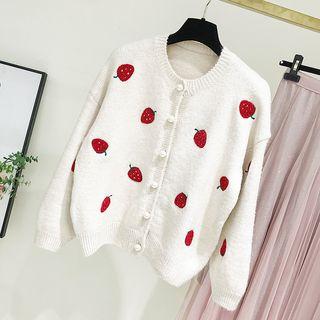 Fruit Jacquard Cardigan Almond - One Size