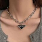 Triangle Lettering Pendant Necklace Silver - One Size