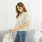 Open-front Ruffled Crop Chiffon Cardigan