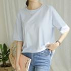 Elbow-sleeve Pastel-color T-shirt