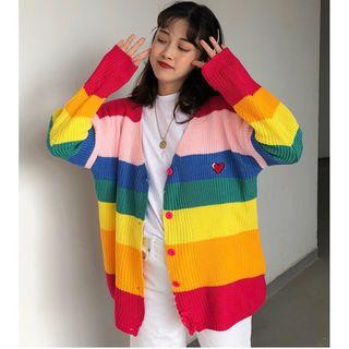 Embroidered Rainbow Cardigan