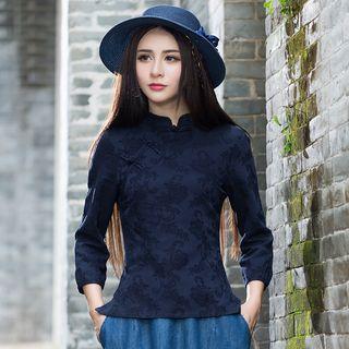 Frog-button 3/4-sleeve Hanfu Top