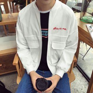 Letter Embroidered Corduroy Jacket