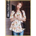 Square-neck Floral Print Top