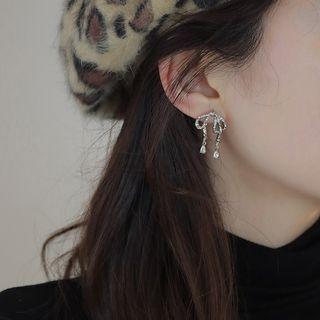 Ribbon Sterling Silver Ear Stud 1 Pair - S925 Silver - Silver - One Size