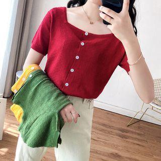 Short-sleeve Square-neck Cardigan