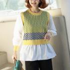 Inset Blouse Pattern Knit Vest
