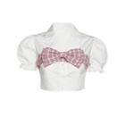 Short-sleeve Bow Accent Crop Shirt