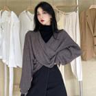 Crinkled Sweatshirt / Long-sleeve Mock-neck T-shirt