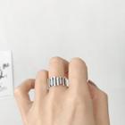 925 Sterling Silver Asymmetric Open Ring K342 - Open Ring - Silver - One Size