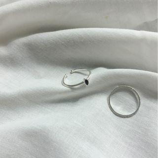 Silver Stacking Ring Set (2 Pcs) Silver - One Size