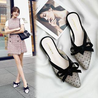 Mesh Panel Pointed Toe Mules
