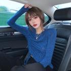 Long-sleeve Leopard Slim-fit Top As Figure - One Size