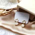 Freshwater Pearl Dangle Earring 1 Pair - Steel Needle Earring - Gold & White - One Size