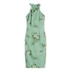 Sleeveless Tie-neck Floral Midi Bodycon Dress