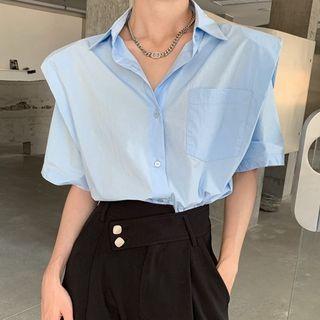 Short-sleeve Padded-shoulder Shirt