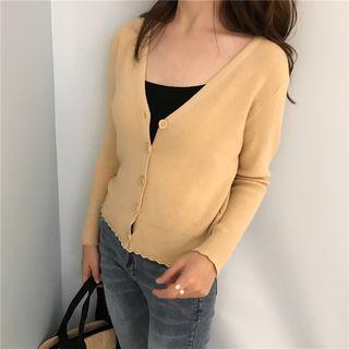 Ruffled V-neck Cardigan