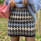 Argyle A-line Knit Miniskirt