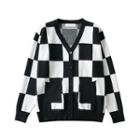 Checkerboard Cardigan Black - One Size