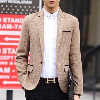 Contrast Trim Single Button Blazer