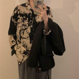 Printed Shirt Black & Beige - One Size