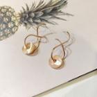 Shell Disc Twisted Alloy Dangle Earring 1 Pair - Gold - One Size
