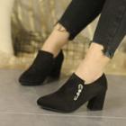 Chunky-heel Zip-side Crystal Shoe Boots