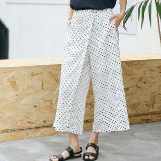 Cropped Dotted Wide Leg Pants