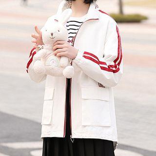 Letter Embroidery Zip-up Jacket