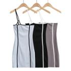 Spaghetti Strap One-shoulder Contrast Trim Mini Sheath Dress