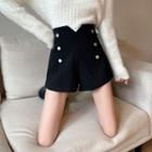 High Waist Double Breasted A-line Shorts
