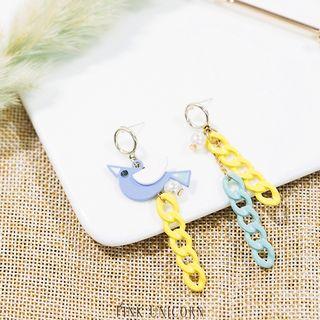 Non-matching Bird & Chain Dangle Earring 1 Pair - Earrings - One Size