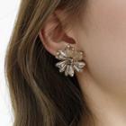 Flower Faux Crystal Earring Dm1956 - Champagne & Black - One Size