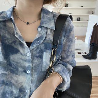Long-sleeve Tie-dyed See-through Shirt As Figure - One Size