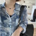 Long-sleeve Tie-dyed See-through Shirt As Figure - One Size