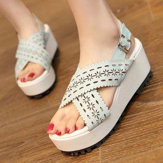 Cutout Platform Ankle Strap Sandals