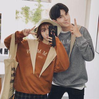 Couple Matching Tie-neck Hooded Sweatshirt