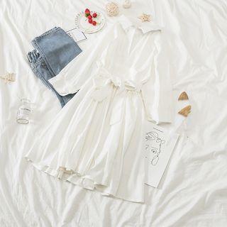 Tie-waist Long Sleeve Shirtdress