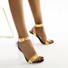 Block-heel Holographic Sandals