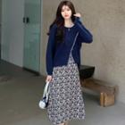 Contrast Trim Asymmetrical Sweater / Floral Midi Skirt
